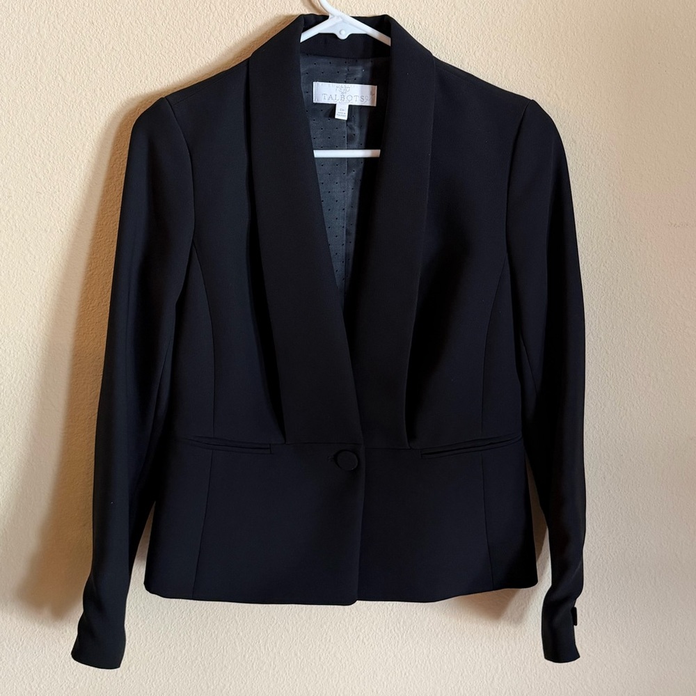 Talbots Sleek Black Shawl Collar Blazer Women’s 0P Office Wear Chic